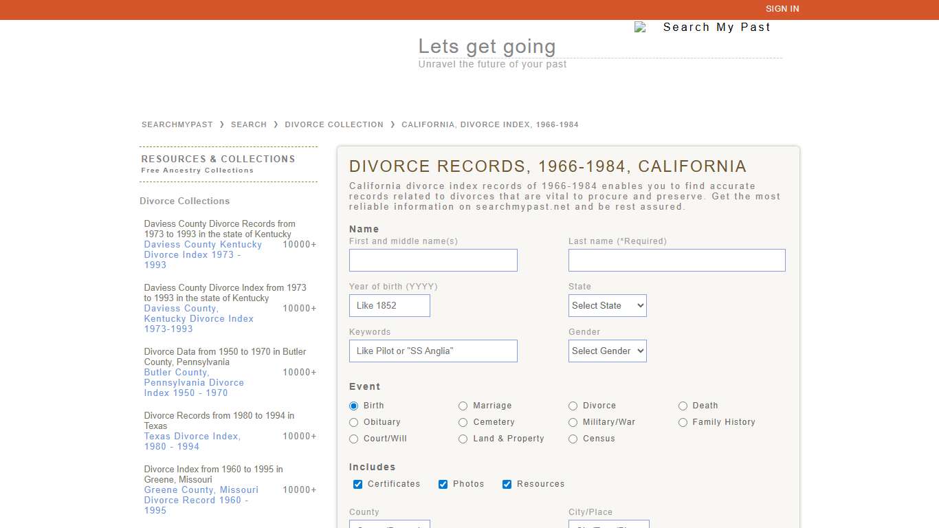 California, Divorce Index, 1966-1984 | Searchmypast
