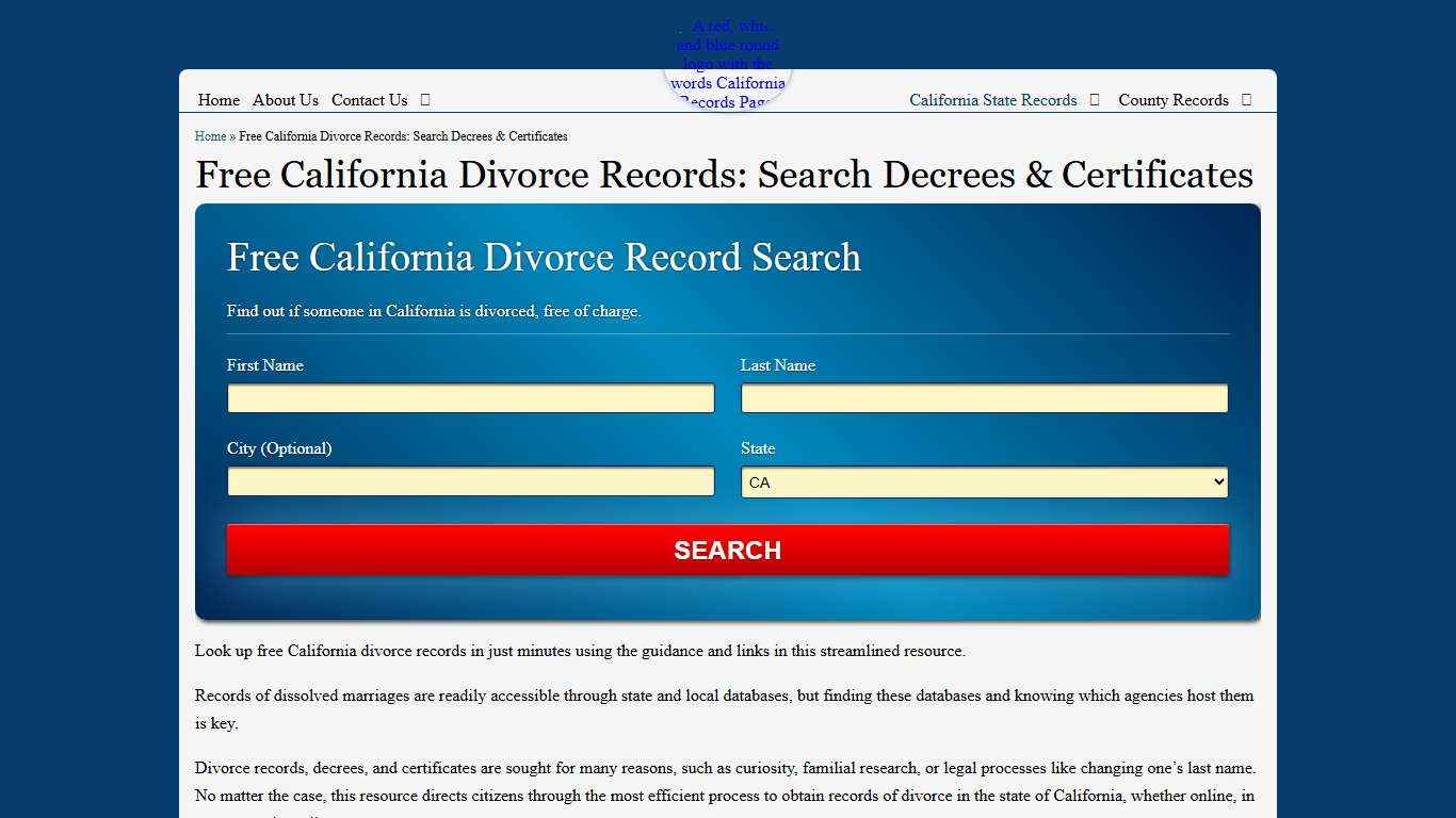 Free California Divorce Records: Search Decrees & Certificates